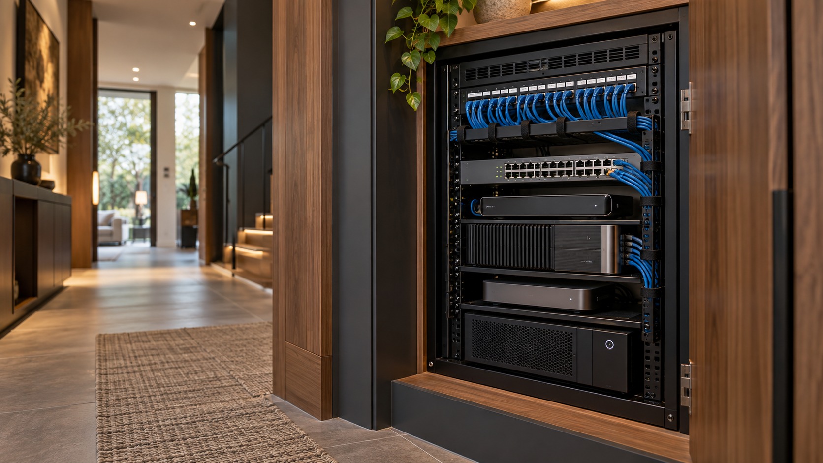 Organized residential network and automation equipment rack